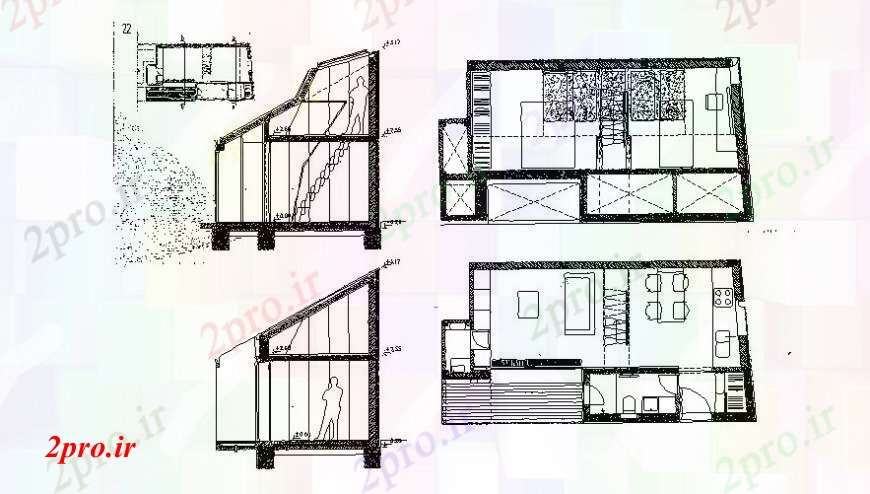 دانلود نقشه مسکونی ، ویلایی ، آپارتمان د نما طراحی از طرحی خانه 7 در 14 متر (کد102108)