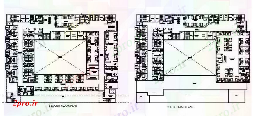 دانلود نقشه بیمارستان - درمانگاه - کلینیک بیمارستان بالای صفحه طرحی چند طبقه 47 در 59 متر (کد102118)