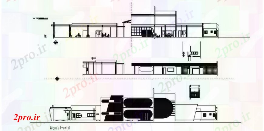 دانلود نقشه بیمارستان - درمانگاه - کلینیک طراحی بیمارستان نما ساختمان 43 در 58 متر (کد102120)