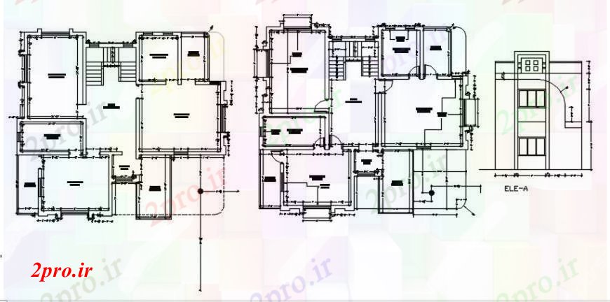 دانلود نقشه مسکونی ، ویلایی ، آپارتمان فاصله مفهوم مدل نمای خانه 11 در 13 متر (کد102135)