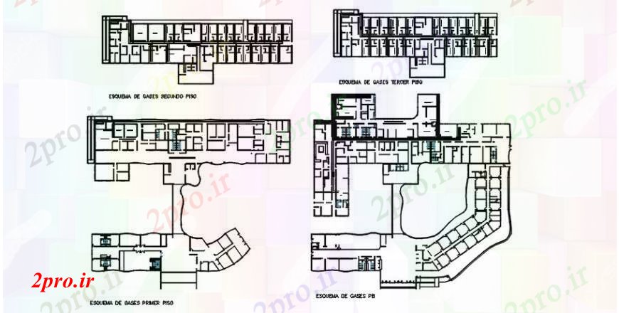 دانلود نقشه بیمارستان - درمانگاه - کلینیک بیمارستان طرحی نمای بالا 78 در 80 متر (کد102158)