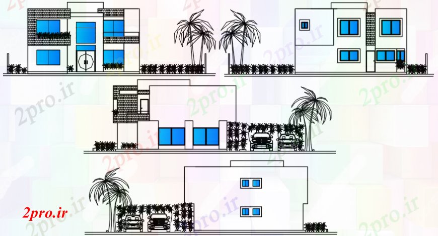 دانلود نقشه مسکونی ، ویلایی ، آپارتمان طراحی نمای از پروژه خانه 10 در 10 متر (کد102159)