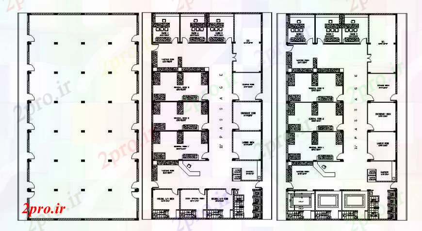 دانلود نقشه بیمارستان - درمانگاه - کلینیک د طراحی از طرحی بیمارستان طبقه اول 18 در 29 متر (کد102163)