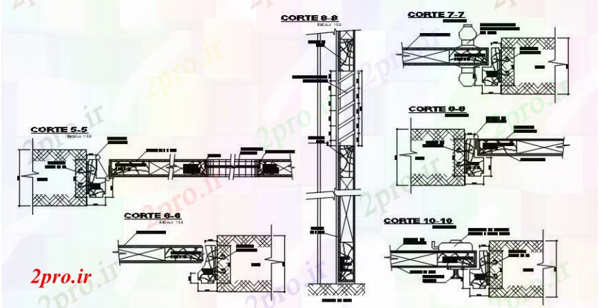 دانلود نقشه جزئیات طراحی در و پنجره  نقشه های دو بعدی  جزئیات واحد درب مقطعی مسدود (کد102194)