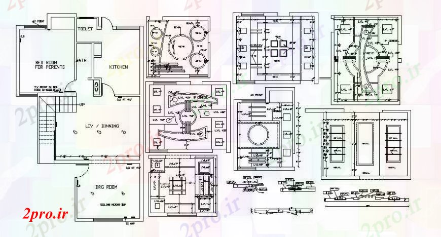 دانلود نقشه حمام مستر د طراحی برای نما اتاق خواب 32 در 50 متر (کد102206)