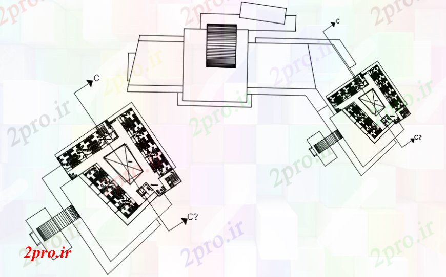 دانلود نقشه هایپر مارکت - مرکز خرید - فروشگاه خرید مرکز تجارت با طبقه هتل توزیع طراحی جزئیات 93 در 168 متر (کد102213)