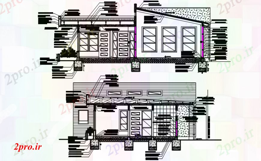 دانلود نقشه مسکونی ، ویلایی ، آپارتمان طراحی نما پروژه ساختمان 16 در 22 متر (کد102247)