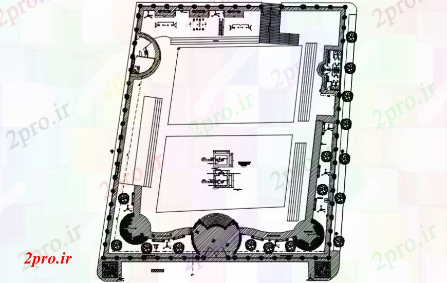 دانلود نقشه ورزشگاه ، سالن ورزش ، باشگاه محوطه سازی و طرحی توزیع طراحی جزئیات از ورزش مرکز (کد102256)