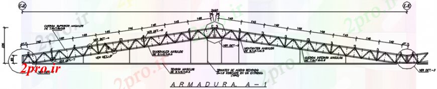 دانلود نقشه قالب اسکلت فلزی  سقف فولاد خرپا رتیکولاتا بخش  سازنده طراحی جزئیات  (کد102281)