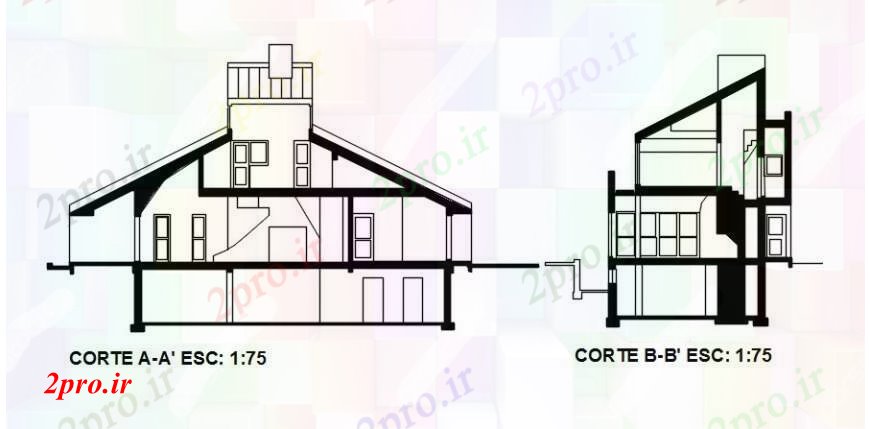 دانلود نقشه ساختمان مرتفعسمت و نما جلوی جزئیات ساختمان 9 در 22 متر (کد102305)
