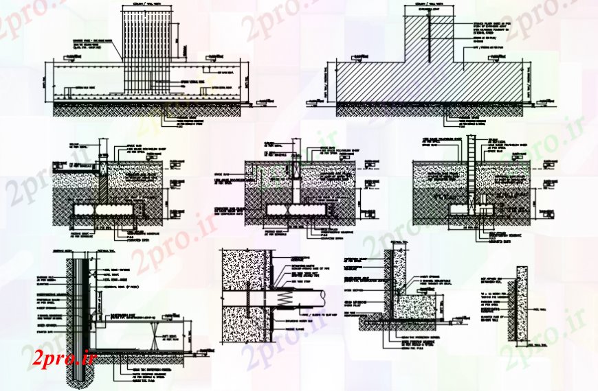 دانلود نقشه طراحی اتوکد پایه جای پای بخش سازنده همراه با دیوارهای خانه باشگاه (کد102332)