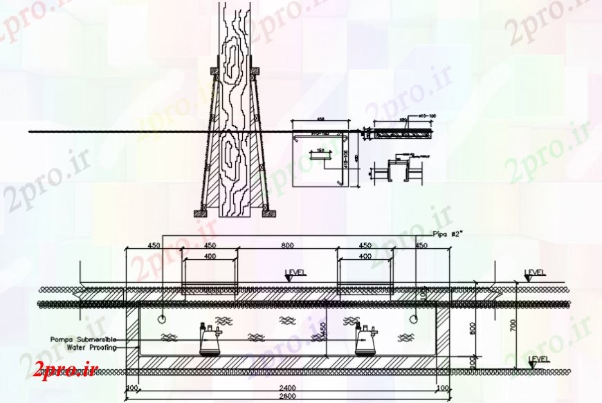 دانلود نقشه بلوک ، آرام ، نماد د  طراحی ضد آب     (کد102393)