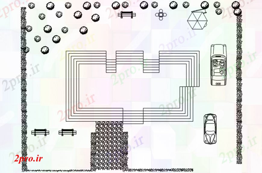 دانلود نقشه باغ ساختار کلبه خانه باغ  محوطه سازی جزئیات (کد102412)