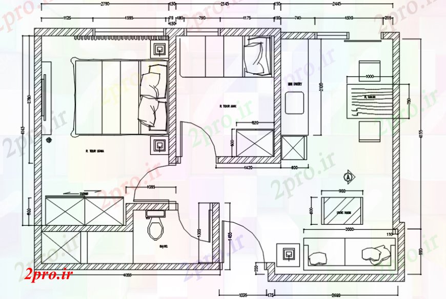 دانلود نقشه مسکونی ، ویلایی ، آپارتمان د طراحی آپارتمان مارینا 52 در 78 متر (کد102422)