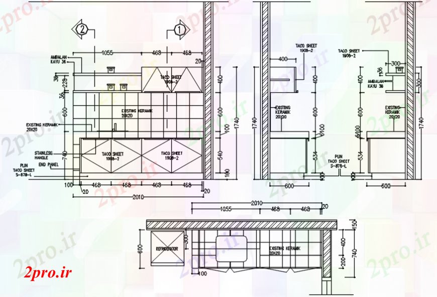 دانلود نقشه مسکونی ، ویلایی ، آپارتمان د رسم نما آپارتمان مارینا 52 در 78 متر (کد102427)