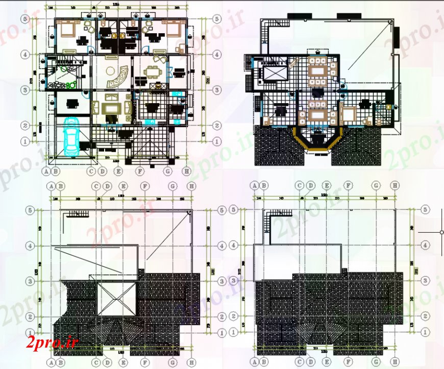 دانلود نقشه مسکونی ، ویلایی ، آپارتمان محل اقامت پروژه ویلا 11 در 15 متر (کد102432)