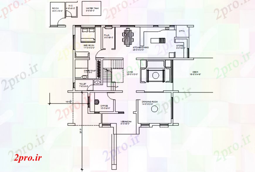 دانلود نقشه مسکونی ، ویلایی ، آپارتمان د رسم نما طرحی 2 53 در 60 متر (کد102435)