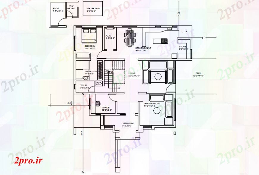 دانلود نقشه مسکونی ، ویلایی ، آپارتمان دو بعدی رسم از طرحی نما جایگزین خودرو 53 در 60 متر (کد102437)