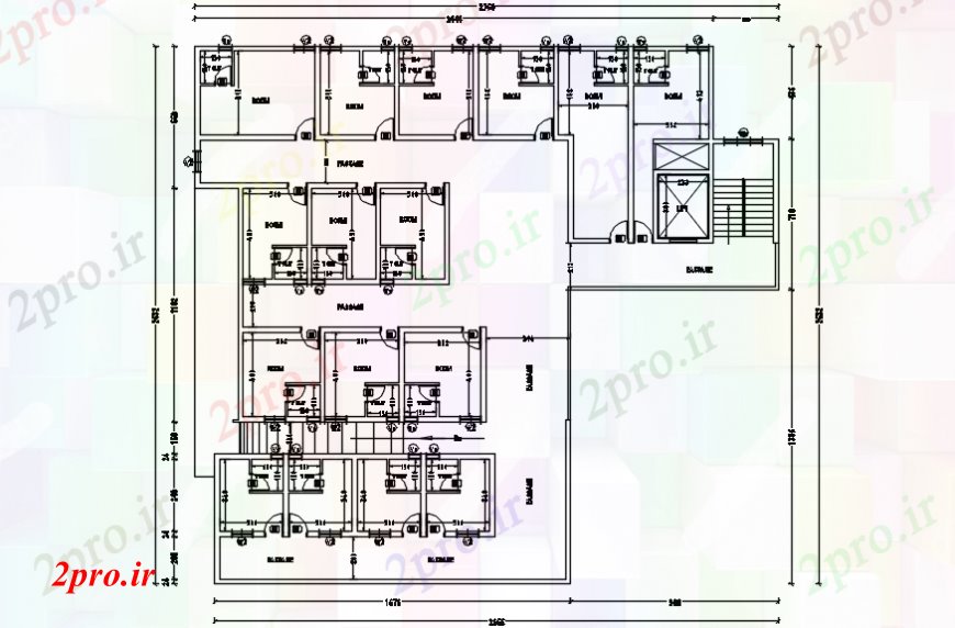 دانلود نقشه بیمارستان - درمانگاه - کلینیک بیمارستان بالای صفحه 69 در 94 متر (کد102499)