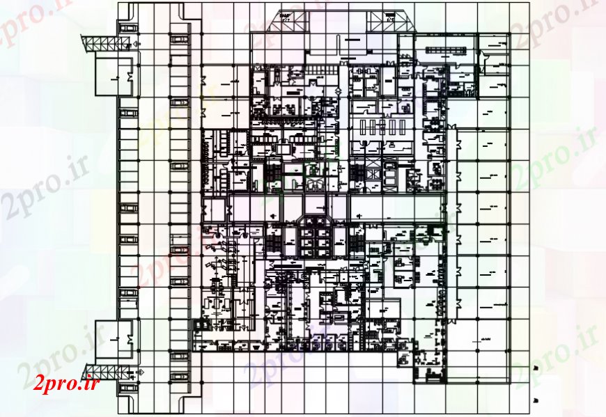 دانلود نقشه بیمارستان - درمانگاه - کلینیک طراحی جزئیات ساخت و ساز بیمارستان 83 در 88 متر (کد102523)