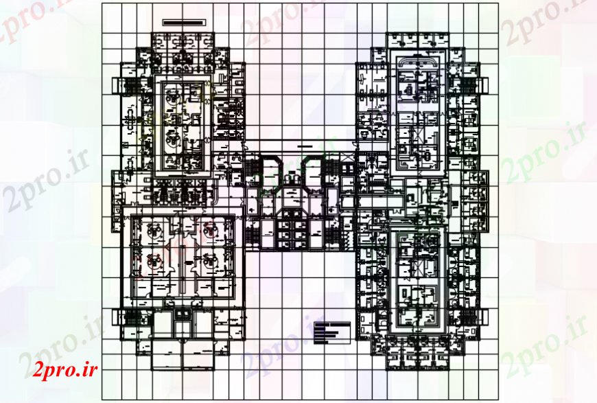 دانلود نقشه بیمارستان - درمانگاه - کلینیک بیمارستان طراحی بالای صفحه های دو بعدی کامل 83 در 88 متر (کد102533)