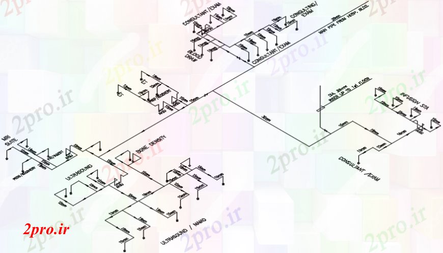 دانلود نقشه بیمارستان -  درمانگاه -  کلینیک بیمارستان  نصب جزئیات دو بعدی  (کد102542)