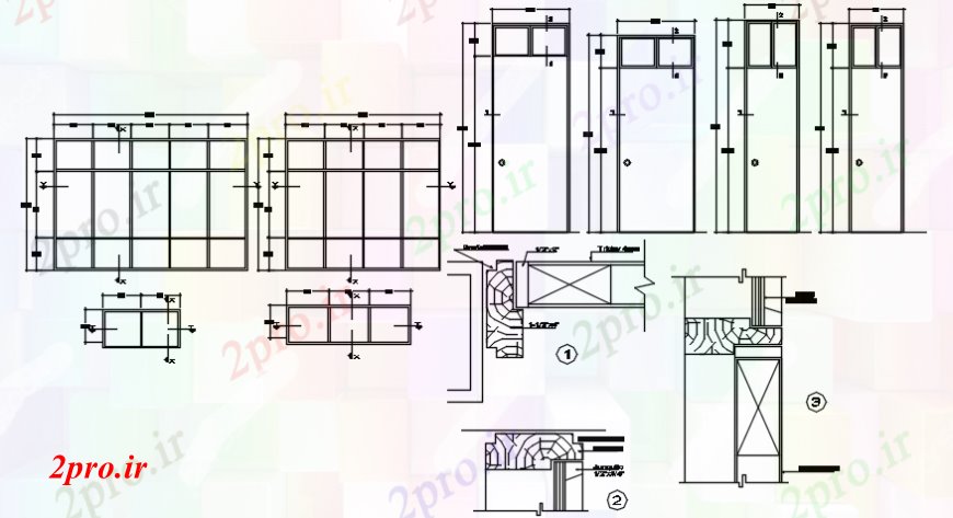 دانلود نقشه جزئیات طراحی در و پنجره  درب و پنجره نما و نصب و راه اندازی برای جامعه ایجاد (کد102559)