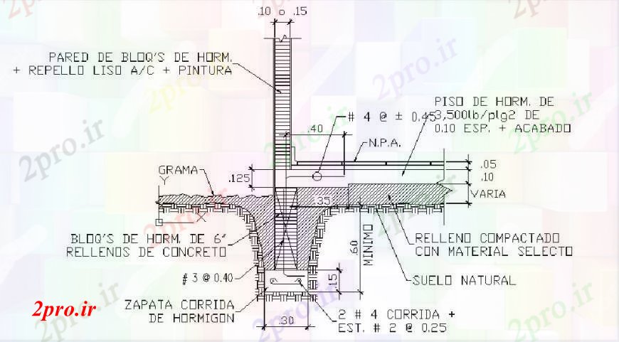 دانلود نقشه طراحی جزئیات ساختار بلوک های بتنی دیوار ساختار سازنده دو بعدی  طراحی جزئیات  (کد102570)