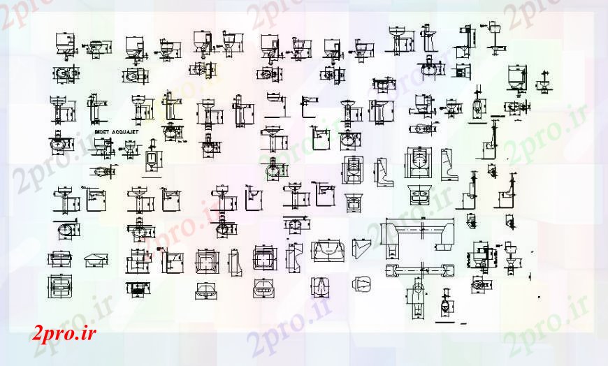 دانلود نقشه بلوک های بهداشتی ورق های توالت های متعدد و غرق بلوک مقطعی  (کد102597)