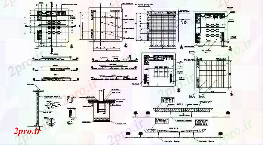 دانلود نقشه ساختمان اداری - تجاری - صنعتی سرویس نما ایستگاه، بخش، برنامه ریزی و ساختار طراحی جزئیات 55 در 55 متر (کد102598)