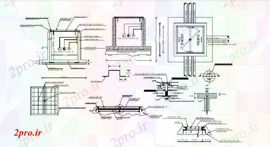 دانلود نقشه جزئیات طراحی در و پنجره  میله نگهدارنده پنجره نما، نصب و راه اندازی و نجاری جزئیات  (کد102610)