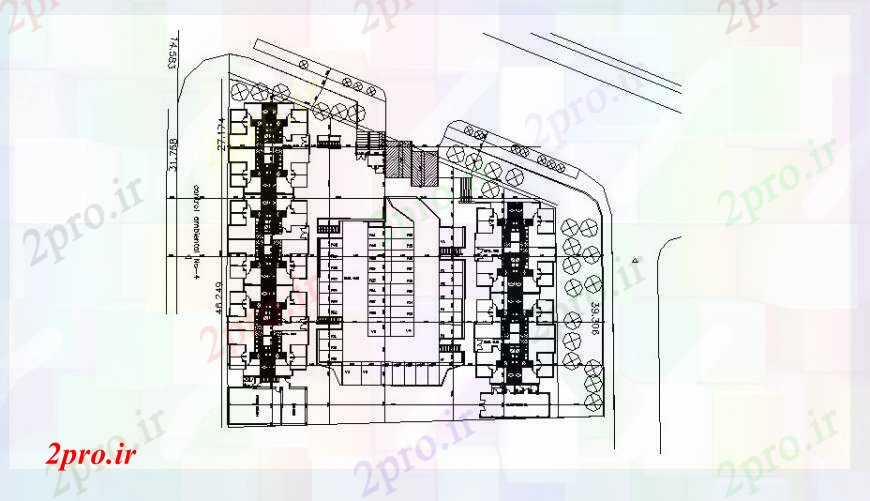 دانلود نقشه مسکونی ، ویلایی ، آپارتمان مسکونی خانه های متعدد توطئه و طرحی سایت طراحی جزئیات 63 در 63 متر (کد102629)