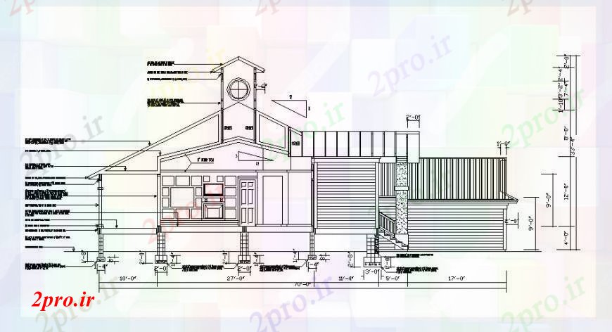 دانلود نقشه مسکونی  ، ویلایی ، آپارتمان  خانه کلبه نما طراحی جزئیات  سازنده جلو (کد102679)