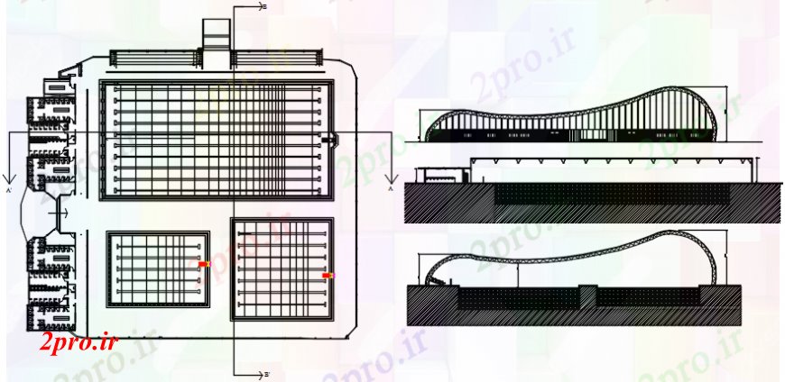 دانلود نقشه ساختمان مرتفعنما مقطعی مقابل یک بلند مفهوم ساختمان با طرح (کد102688)