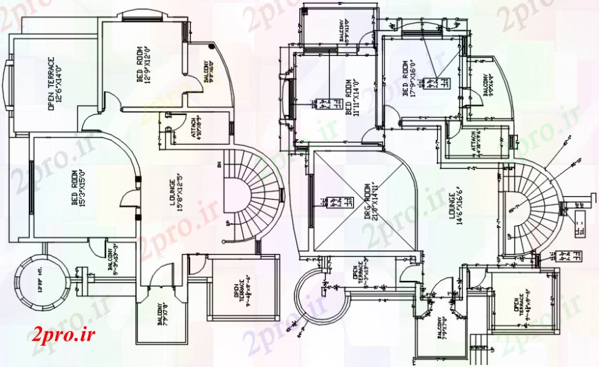 دانلود نقشه مسکونی ، ویلایی ، آپارتمان طرحی خانه بالای صفحه پروژه OG جزئیات 46 در 63 متر (کد102701)