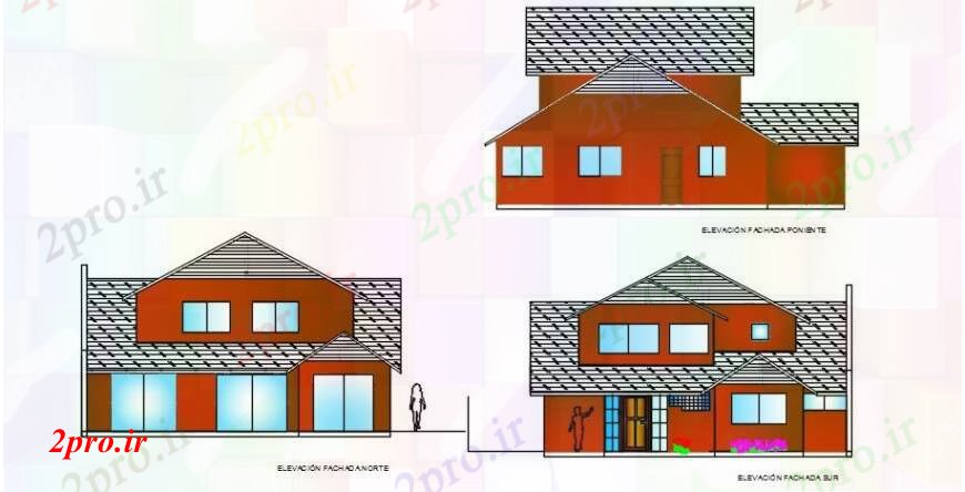 دانلود نقشه مسکونی  ، ویلایی ، آپارتمان  همه ساختار طرف نما  خانه (کد102706)