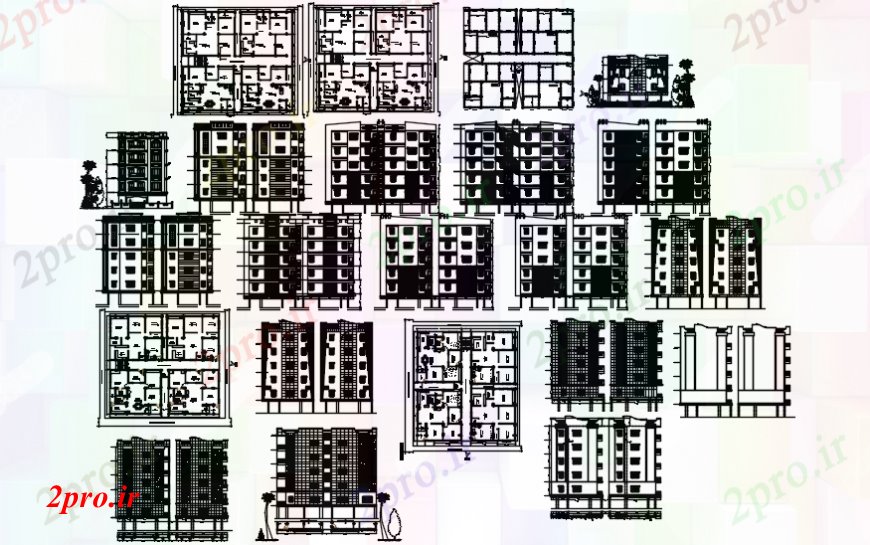 دانلود نقشه ساختمان مرتفعبلند ساختمان نماات و بلوک طرح 88 در 99 متر (کد102722)