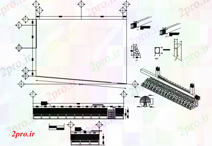 دانلود نقشه ورزشگاه ، سالن ورزش ، باشگاه د طراحی بسکتبال جزئیات 15 در 27 متر (کد102753)