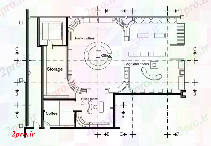 دانلود نقشه هایپر مارکت  - مرکز خرید - فروشگاه مرکز خرید طرحی دراز کردن جزئیات (کد102762)