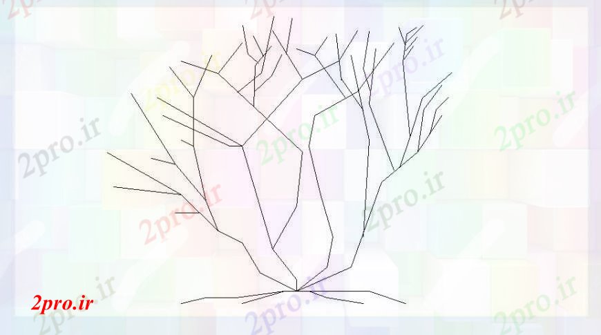دانلود نقشه درختان و گیاهان گیاه درخت عادی نما دو بعدی  جزئیات طراحی بلوک  (کد102818)