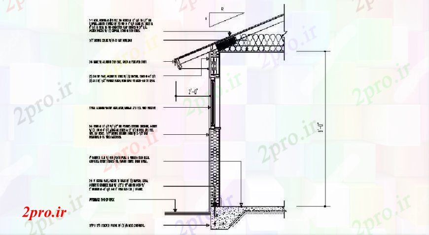 دانلود نقشه مسکونی  ، ویلایی ، آپارتمان  برش سمت چپ بخش سازنده از یک دان خانه (کد102845)