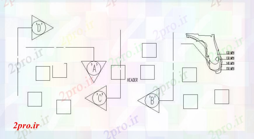 دانلود نقشه بلوک ، آرام ، نماد جهت خلاق بلوک دو بعدی   (کد102891)