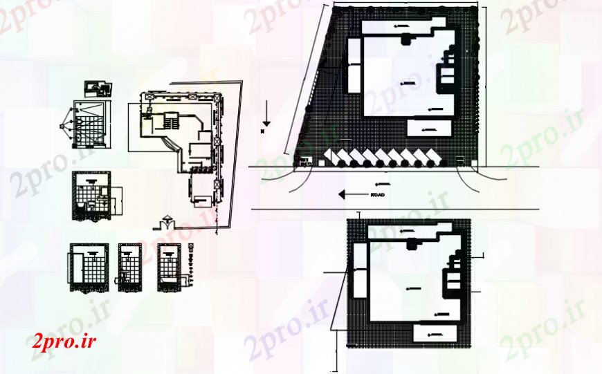 دانلود نقشه حمام مستر د طراحی از دفتر توالت اتاق نما خودکار 19 در 23 متر (کد102943)