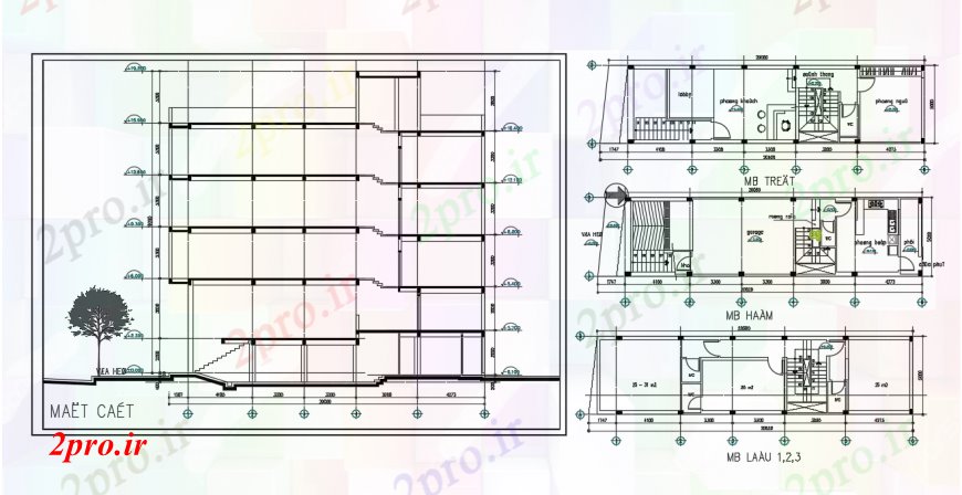 دانلود نقشه ساختمان اداری - تجاری - صنعتی طرحی ساختمان تجاری و جزئیات نما 5 در 14 متر (کد102985)