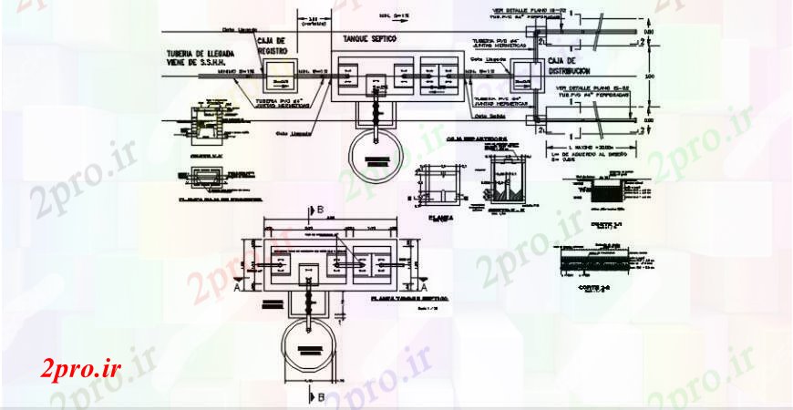 دانلود نقشه جزئیات لوله کشی  طراحی جزئیات سپتیک تانک بلوک ساخت و ساز  (کد102989)