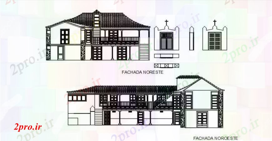 دانلود نقشه مسکونی  ، ویلایی ، آپارتمان  خانه  طراحی نما جزئیات  دو بعدی   (کد102994)