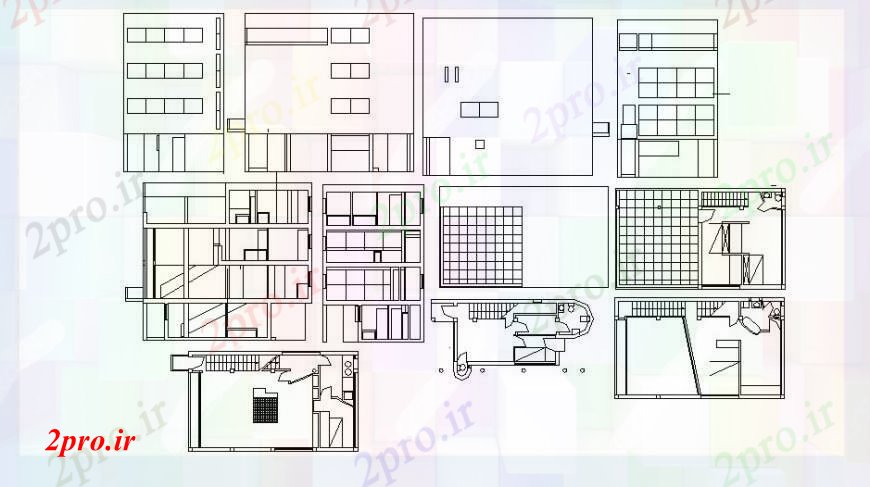 دانلود نقشه مسکونی  ، ویلایی ، آپارتمان  نماات مسکونی، طرحی طبقه، مبلمان و جزئیات داخلی  (کد103021)