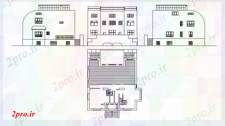 دانلود نقشه مسکونی  ، ویلایی ، آپارتمان  خانه زیبا مسکونی سه نما و خودکار طرفه (کد103047)