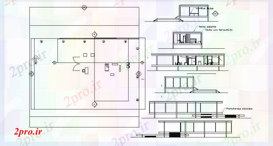 دانلود نقشه مسکونی ، ویلایی ، آپارتمان نماات تنها خانه خانواده، بخش و طراحی های 8 در 21 متر (کد103056)