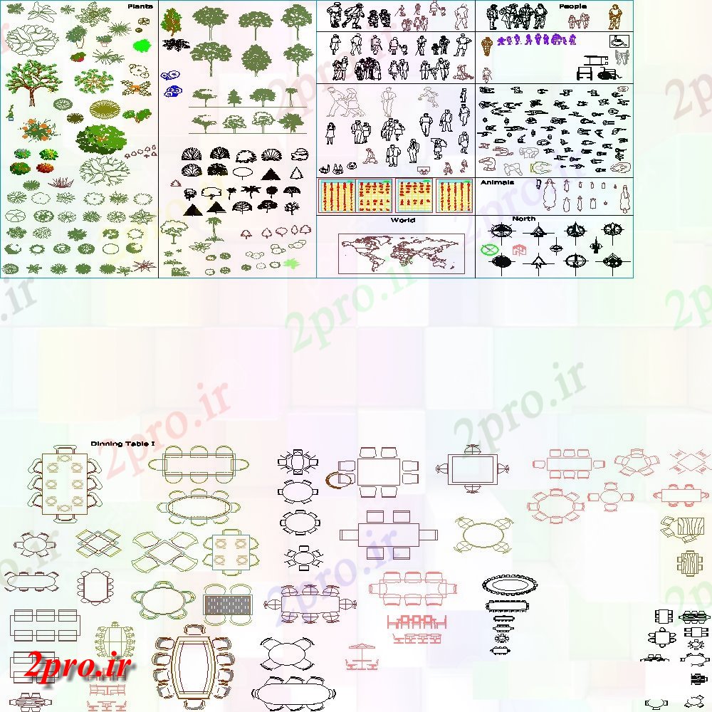 دانلود نقشه درختان و گیاهان جزئیات  طراحی های بالای صفحه  سبز از گلدانهای گل (کد103121)